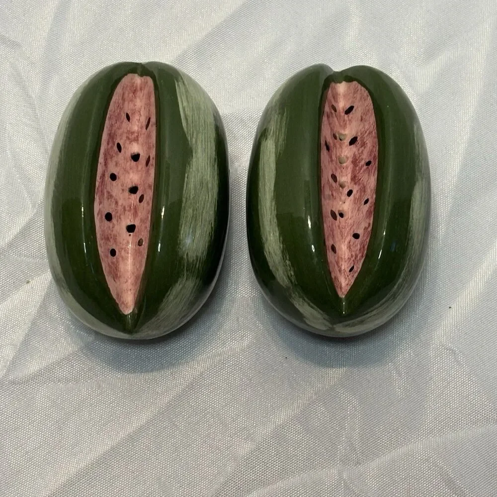 Vintage Watermelon Shaped Salt And Pepper Shaker